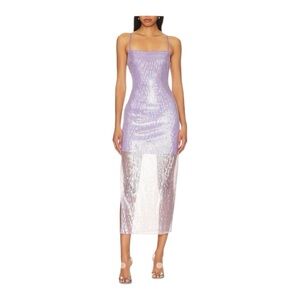 Revolve ASTR The Label Starla Lilac Sequin Strappy Midi Dress XS NWT
